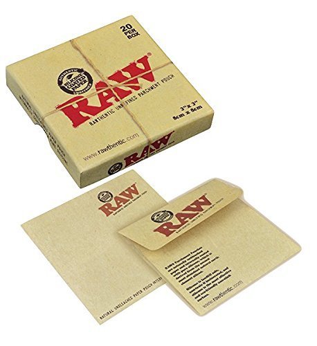 RAW Unrefined Parchment Paper Pouch 3 x 3 20 Pouch Box by RAW