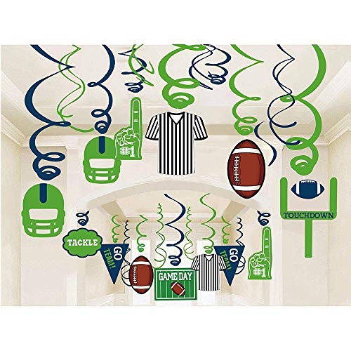 EVERMARKET 30Ct American Football Hanging Swirl Football Game Day Party Decorations 2020 Garland Sports Day Hanging Swirl Foils,Football Theme Birthday Party Supplies Ornaments Fan Décor - Thumbnail 4