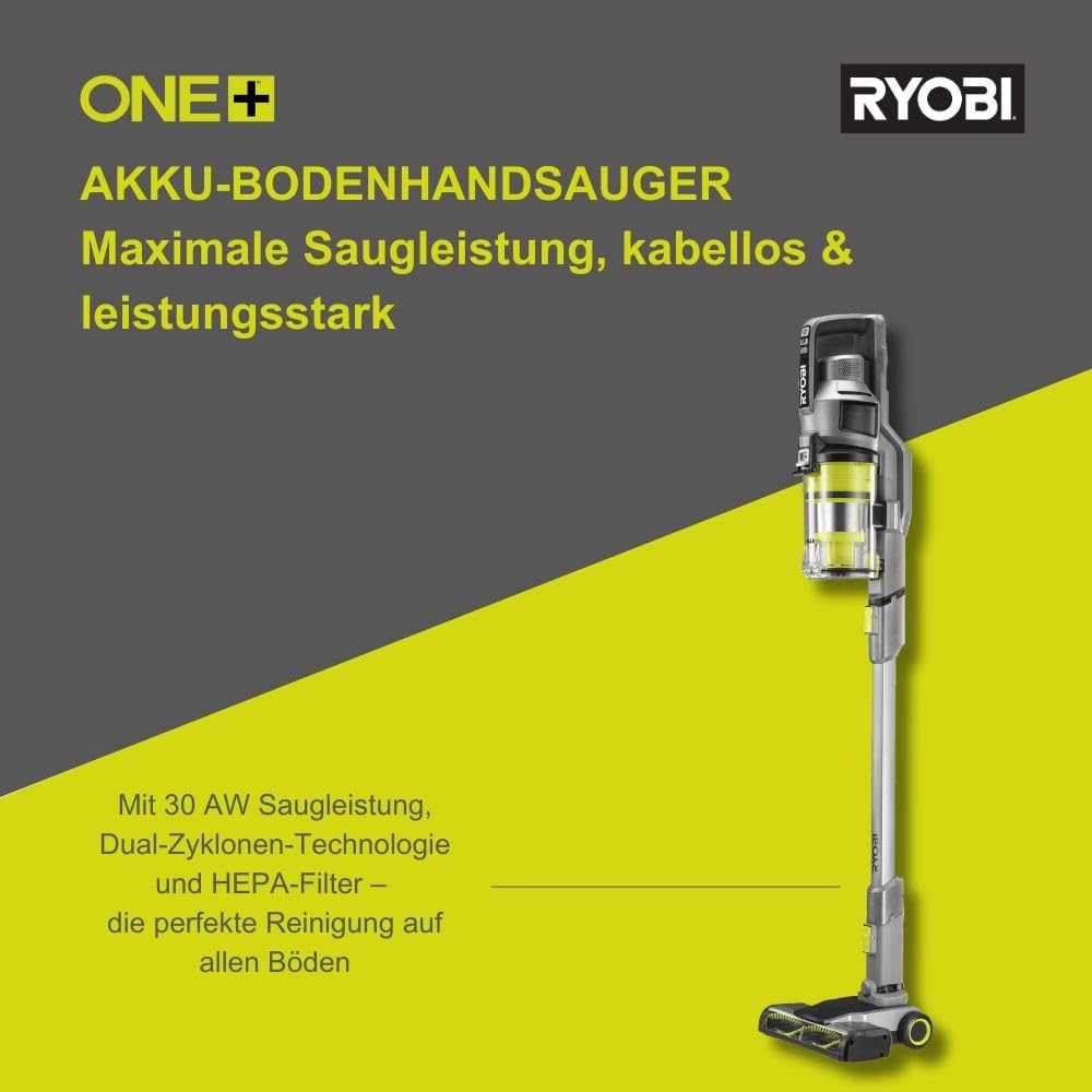 RYOBI 18 V ONE+ Akku-Staubsauger RSVS18-1C20G, 30 AW Saugleistung, Dual-Zyklonen, HEPA-Filter, inkl. 2,0 Ah Akku und 2,0 A Ladegerät 3