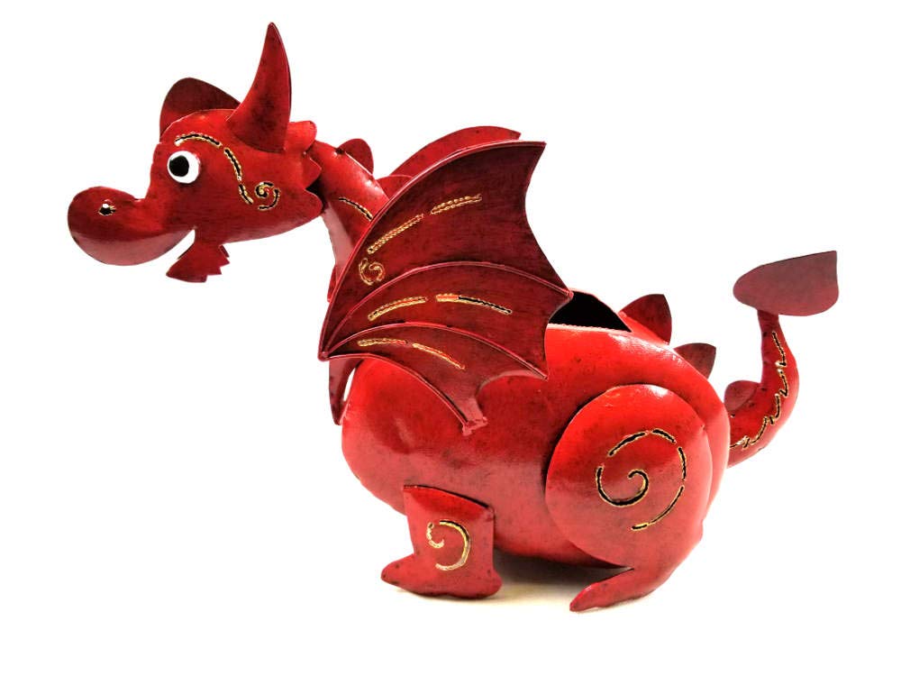 BWA Home Or Garden Metal Planter - Red Dragon Flower Pot