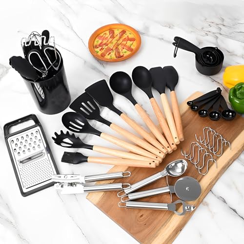 Beauenty 44PCS Silicone Kitchen Things - Popular Kitchen Accessories & House Gadgets for Home, House Hold Essential, Cooking Utensils Set for Nonstick Cookware,
