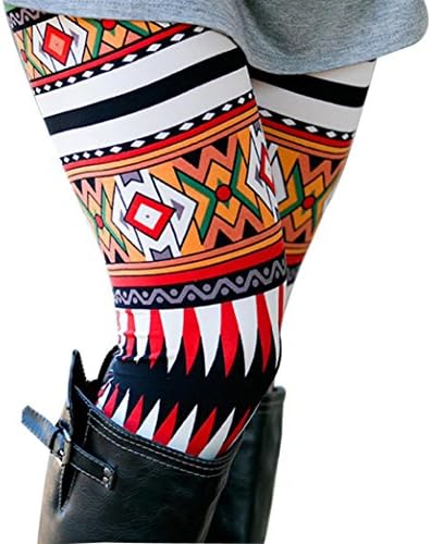 DAYSEVENTH Women Lady Skinny Xmas Christmas Deer Print Stretchy Jegging Pants Slim Geometric Leggings