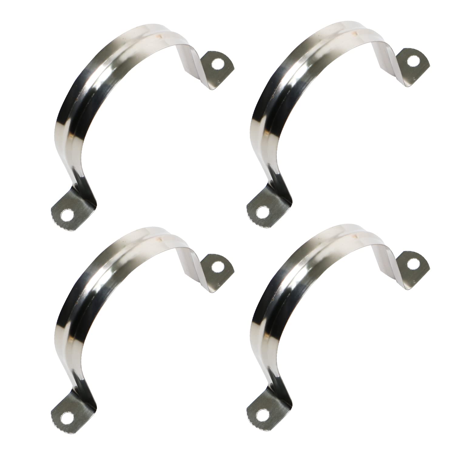 Ohamtes 4PCS 90mm(3-35/64") Pipe Band Clamps, 201 Stainless Steel Pipe Clamps, Two Hole Pipe Band Tension Clamps, U-Shaped Pipe Clips, Saddle Clamps