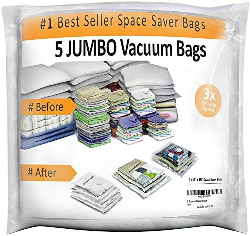 5 Jumbo Space Saver Bags - Vacuum Storage Bundle
