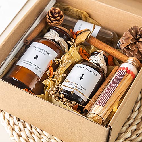 Scented Candles Gifts Set for Women with Natural Soy & Reed Diffuser Oil,Thanksgiving Christmas Mother\'s Day Valentine\'s Day Birthday Gifts PHMUN