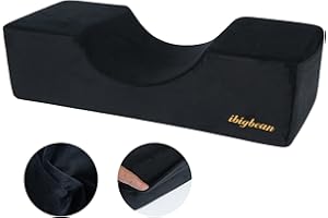 IBIGBEAN Eyelash Extension Neck Pillow Foam Pillow Beauty Salon Pillow Grafting Eyelash Curve Pillow Neck Contour Pillow Improve Sleeping Support Protection Head Removable Covering(20x8x4.7in,Black)