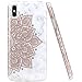 JAHOLAN Compatible iPhone Xs Max Case Shiny Rose Gold Mandala Flower Marble Design Clear Bumper TPU Soft Rubber Silicone Cover Phone Case for iPhone Xs Max 2018 6.5 inch