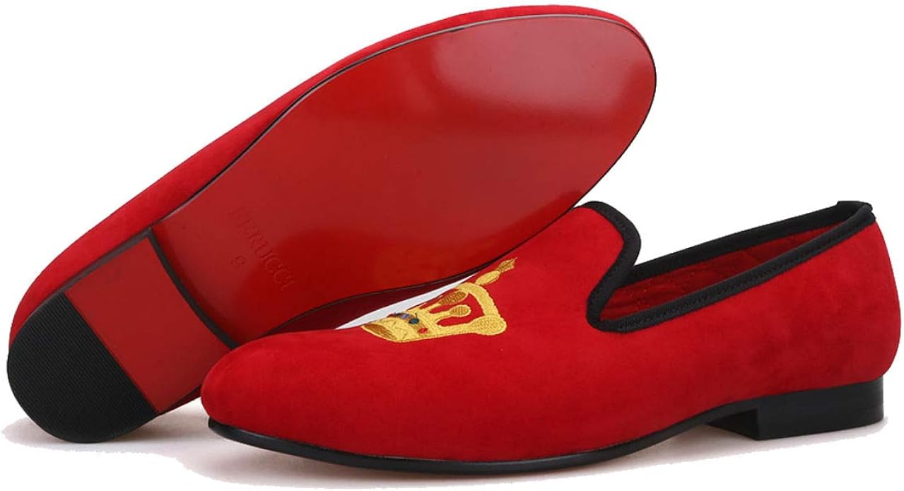 red and gold loafers