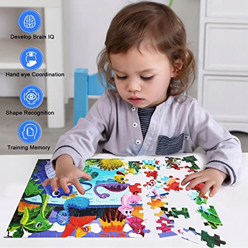 Jigsaw Puzzles for Kids, 100 Pieces Dinosaur Kids Jigsaws for Children Age 4 5 6 7 8 9 10 Years, Best Gift 100 Piece Puzzles for Kids Age 8-10 Year for Boys & Girls