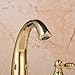 Hiendure® Widespread Two Handle Three Holes Centerset Brass Lavatory Sink Faucet Gold, Without Pop Up Drain