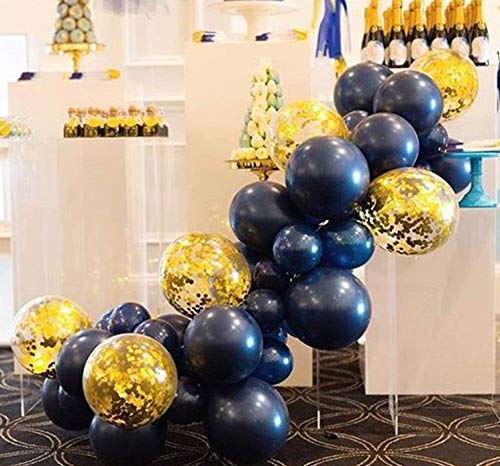 Sorive Navy Blue And Rose Gold Confetti Balloons Party Decoration