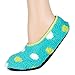 Super Soft Cozy Slippers Slip-Resistant Bottom Sole Womens 5.5-7 Turquoise Dots