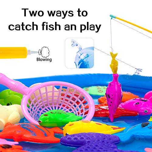 Rainbow Kingdom Magnetic Fishing Game Bath Toy Fishing Toy Bathtub Toys Water Toys for Kids Over 3 Years Old