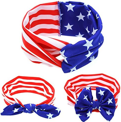 Wilke American Flag Grils headbands with Three Style Set (3 PCS)