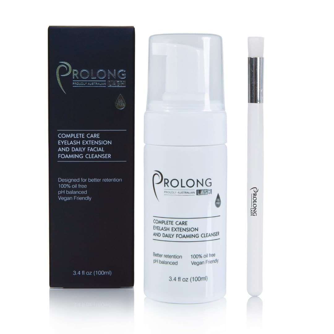 Lash Cleanser & Brush Pack (4x100ml) – Gentle Foaming Shampoo for Eyelash Extensions, Oil-Free Makeup Remover, Paraben & Sulfate Free, Salon & Home Use