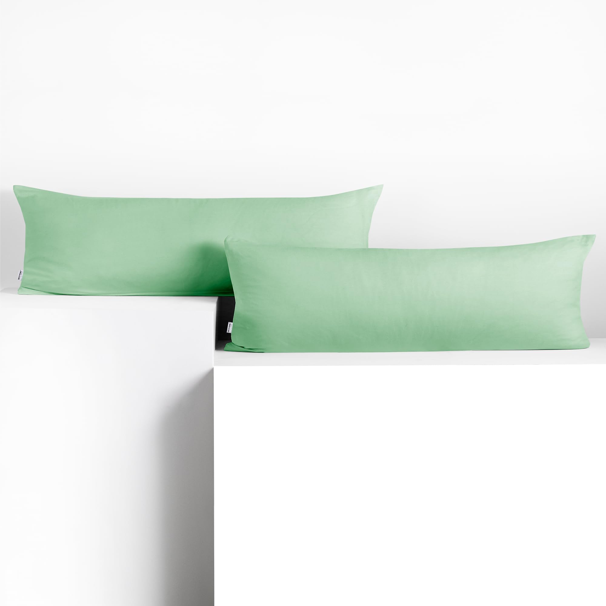 DecoKing 2 Pillowcases 40 x 200 cm Jersey 100% Combed Cotton Zip Mint Amber