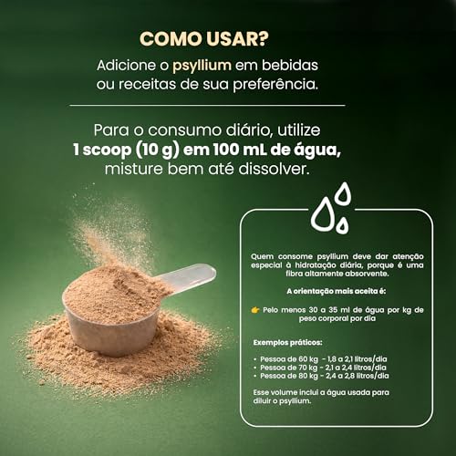 Psyllium Premium, Bigens, Fibra Solúvel, 100% Puro, Sem Aditivos, Vegano, Sem Glúten, 300g em Pó