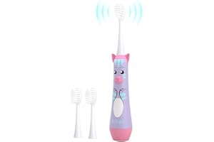 NELL&WELL Kids Electric Toothbrush, 2-Min Timer, 3 Modes with Memory, IPX 7 Waterproof, Battery Powered Kids Toothbrush with 3 Soft Bristles Heads for Children Boys and Girls Ages 3+