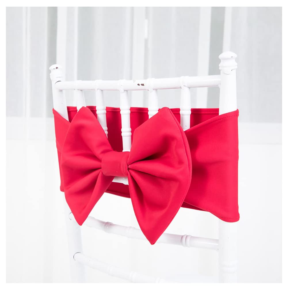Egurs Stuhlschleife Stuhlschärpen Hochzeit Deko Stuhl Schärpe Bögen Band Stretch-Schleife Stuhlbezugschleifen für Hochzeit Party Geburtstag Weihnachten Hotel Bankett Stühle Dekoration Rot 6pcs