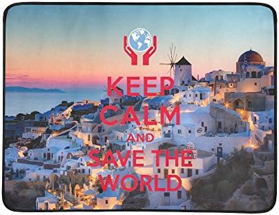 Nicedesigned Custom Beach Mats Greece Santorini Notio Aigaio Oia Sunset House Save The World Beach Blanket Hiking Travelling Camping Mats 78 x 60 Cloth Table