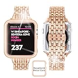 Diamond Watch Bands For Iwatch, Rhinestone Luxury Diamond Stainless Steel Rose Gold Metal Bracelet Replacement Bands With Aluminum Case For Apple Watch 38mm 42mm series 1/2/3 (Rose Gold, 38mm)