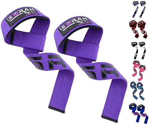 EMRAH Weight Lifting Gym Straps Crossfit Wrist Support Wraps Hand Bar Bodybuilding Training Workout (Purple, Standard)