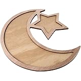 Minhuih Eid al-Fitr ラマダン食品トレイ 上用トレイ・盆 木製 木製プレート食器 デザートトレイ 家の装飾クラフト食器 35.8cm X25.9cm X 21.7cm