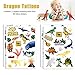 Dinosaur Temporary Tattoos For Kids, 4 Sheet Dinosaur Tattoos For Dinosaur Birthday Party Supplies Favors