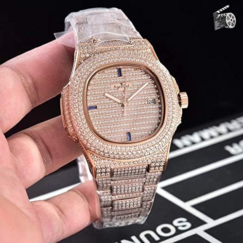 DMZZYGJR Automatic Mechanical Men Watch Sapphire Full Iced Diamonds Transparent Silver Rose Gold Yellow Gold Sport 6