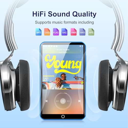 Fanvace Android MP3 Players with Bluetooth WiFi, MP3 & MP4 Players with 4" Touchscreen and Speaker, Spotify MP3 Music Player with Audible, Amazon Music, Play Store (16GB, Blue)