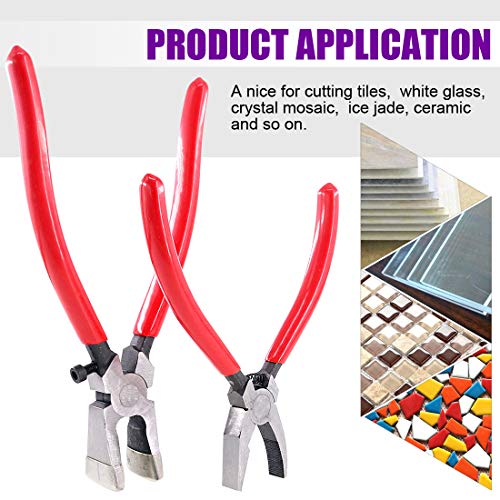 Swpeet 2Pcs Heavy Duty Breaker Grozer Pliers and Glass Running Pliers Kit with Rubber Tips