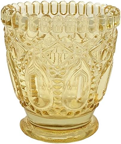 Penelope Vintage Glass Candle Holder 3" H Yellow - Excellent Home Decor - Indoor & Outdoor