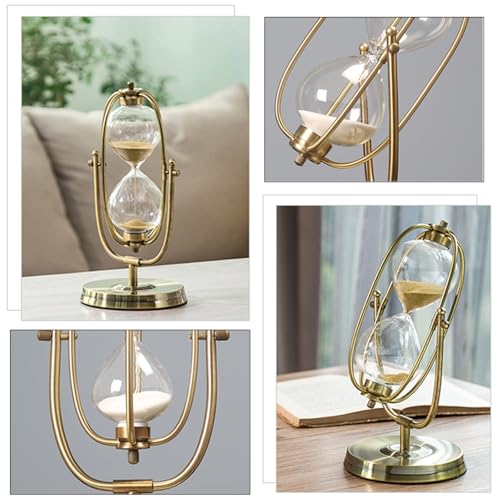 Golden Embossed Hourglass Timer - 15 Min, Desk Decor for Vintage & Office, Wedding Gifts (D)