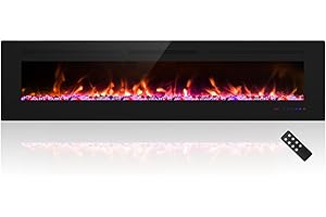 Cheerway 72 inch Ultra-Thin Electric Fireplace Heater, Wall Mounted & Recessed Electric Fireplace Insert, Linear Fireplace w/Thermostat, 13×13 Flame Color, Remote & Touch Control w/Timer, 750W/1500W
