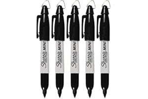 Sharpie Mini Permanent Markers with Golf Keychain Clips, Fine Point, Black Ink, Pack of 5