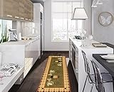 Ottomanson Siesta Collection Kitchen Coffee Cups Design (Machine-Washable/Non-Slip) Runner Rug, 20" x 59", Dark Olive Green (Kitchen)