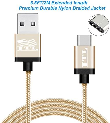 LTI-Direct® 1Pack Type C To USB Cable 6.5FT Nylon Braided Sync Data Transfer Charger Reversible Connector For New Macbook 12" Nokia N1 Tablet ChromeBook Pixel OnePlus 2 Nexus 6P 5X Asus Zen AiO