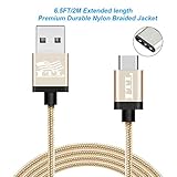 LTI-Direct® 1Pack Type C To USB Cable 6.5FT Nylon Braided Sync Data Transfer Charger Reversible Connector For New Macbook 12