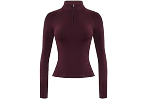 AUROLA Influence Workout Jacket for Women, Half Zip Cropped Slim Fit Long Sleeve Yoga Jackets Athletic Top with Thumb Holes