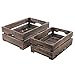 MyGift Set of 2 Country Rustic Finish Wood Storage Crate/Decorative Tray Carrier Boxes w/Handles