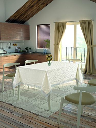 JacklineLuxury Table Cloth Series Made in Turkey (Dantel White Table Cloth 62.9 x 86.6 Inch)