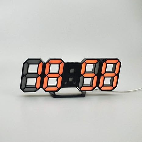Amazon シンプルな目覚まし時計 目覚まし時計ledデジタルクロック電子クロック壁掛けステレオクロック目覚まし時計 Color Black Box Orange Light 置き時計 掛け時計 オンライン通販