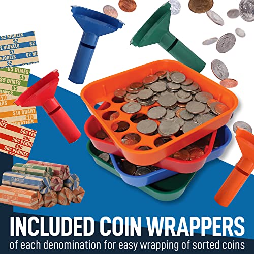 Nadex Sort and Wrap Set4 Wrap Coin Tubes and 4 Quick Sort Coin Trays