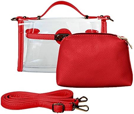 Clear Crossbody Messenger Shoulder Bag Purse for Women Adjustable Strap, NFL Stadium Approved (Red（2 bags）)