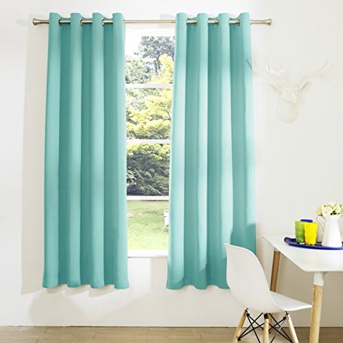 Mayding HomeSolid Blackout Drapes, Themal Insulated ,Grommet/Eyelet Top (50X84Inch, Turqoise)