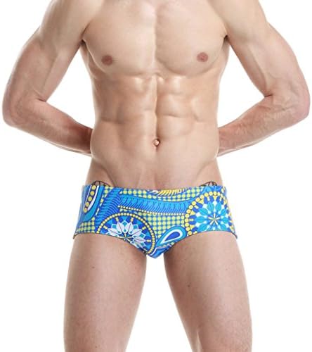 Desklets Men's Summer Strips Swimming Underwear Sports Trunks Briefs (Blue Size XXL)