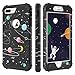 BENTOBEN iPhone 8 Plus Case, iPhone 7 Plus Case, Space Planet Pattern Full Body Heavy Duty Shockproof 3 in 1 Hard PC Soft Silicone Protective Phone Cover for iPhone 8 Plus/iPhone 7 Plus, Black