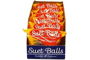 Wildlife Sciences Suet Balls 24 Pack, 6 Individually Wrapped Packs of 4 Bird Suet Balls (Hot Pepper Blend)
