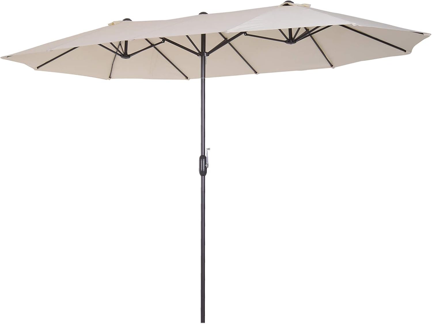 Amazon Com Outsunny 15 Steel Rectangular Outdoor Double Sided Market Patio Umbrella With Uv Sun Protection Easy Crank White Garden Outdoor