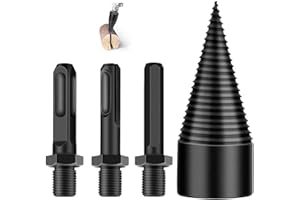 TSHIWORT Wood Splitter Drill Bit, 42mm Easy Split Firewood Splitter Drill Bits, Log Splitter Drill Bit with 3 Drilling Handles, Detachable Drill Bit Kindling Splitter for Wood Splitting Drill Bit